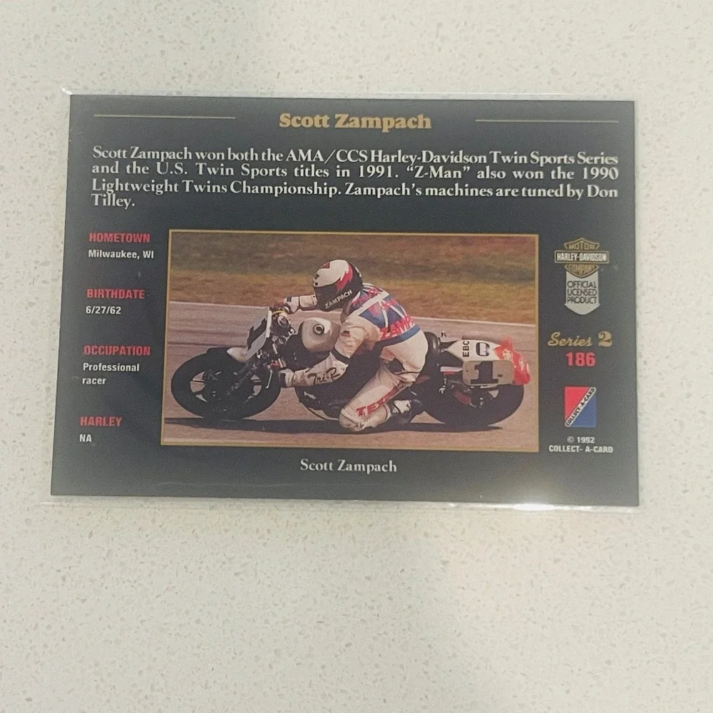1992 Harley-Davidson Series 2 Scott Zampach #186 Trading Card Collect-A-Card